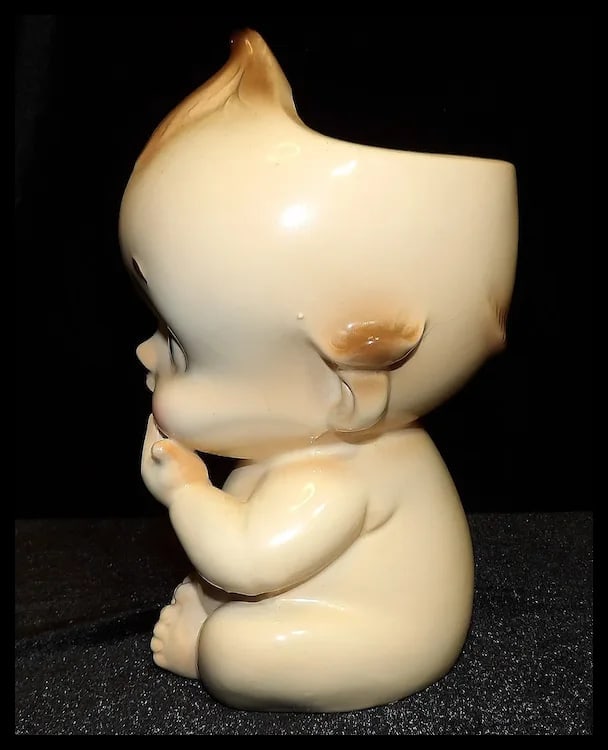 Vintage 7 ½” Rubens 3119 Kewpie Blue Eyed Naked Baby Vase Japan - 3