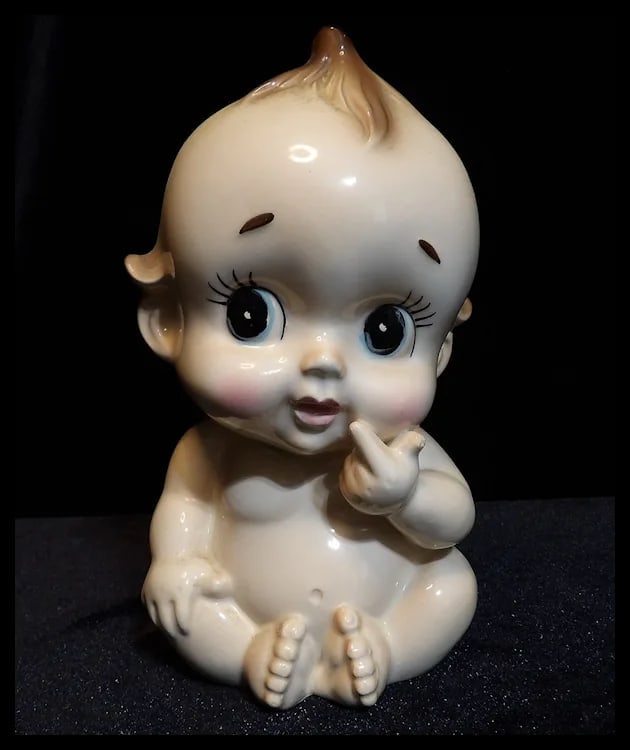 Vintage 7 ½” Rubens 3119 Kewpie Blue Eyed Naked Baby Vase Japan - 8