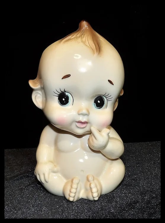 Vintage 7 ½” Rubens 3119 Kewpie Blue Eyed Naked Baby Vase Japan - 9