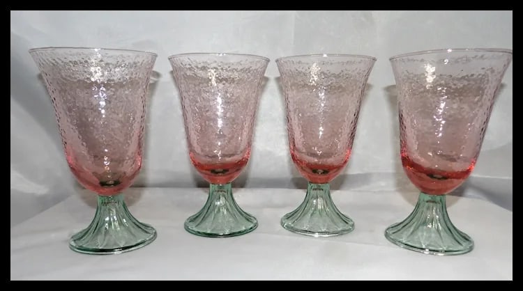Vintage Footed Watermelon Ice Tea or Water Tumblers - 2