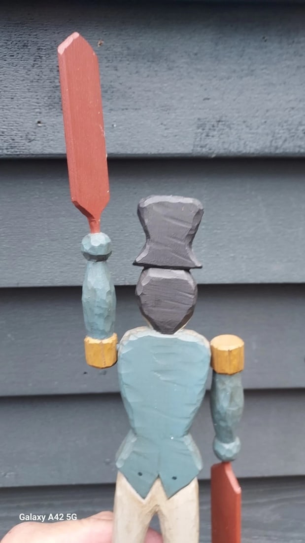 Carved Whirlygig 1982 Scarecrow Or Snowman - 2