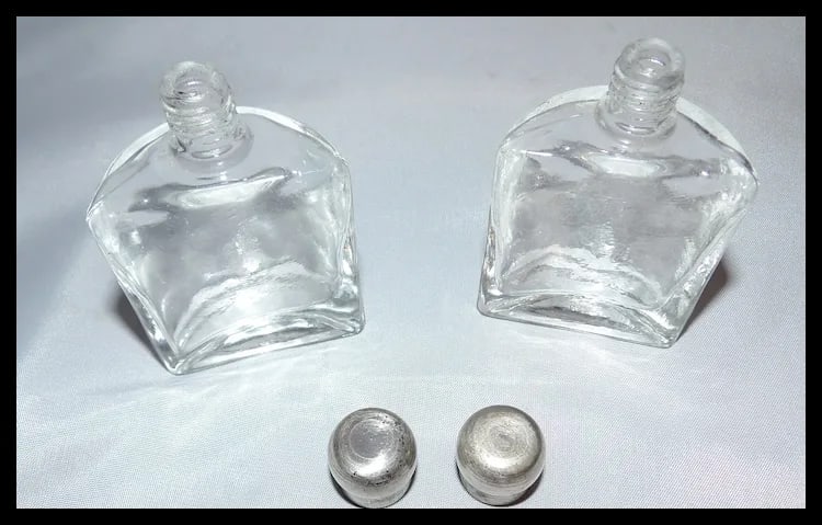 Antique French Double Perfume Bottles with Pewter Stand - 8