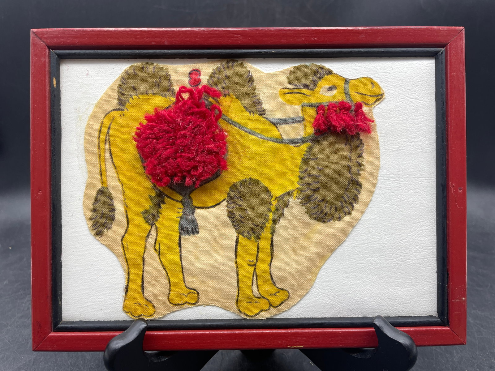 Vintage Framed Felt Circus Animals with Yarn Accents Adorable! - 3