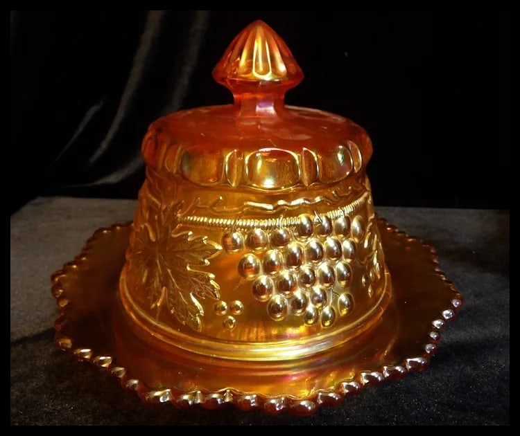 Antique Northwood Grape and Cable Butter Dish - 5