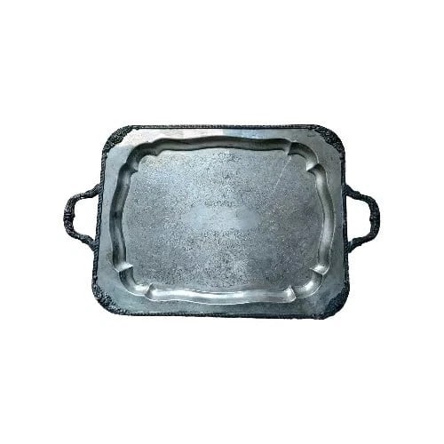 Antique silver plate on copper hallmarks butler server tray 9lbs 29" (1 of 8)