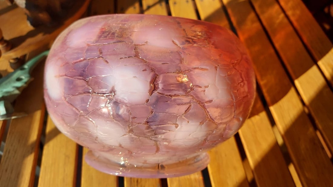 Antique Rare Crackle Thumbprint Shade Glass Rare 3 7/8" - 2