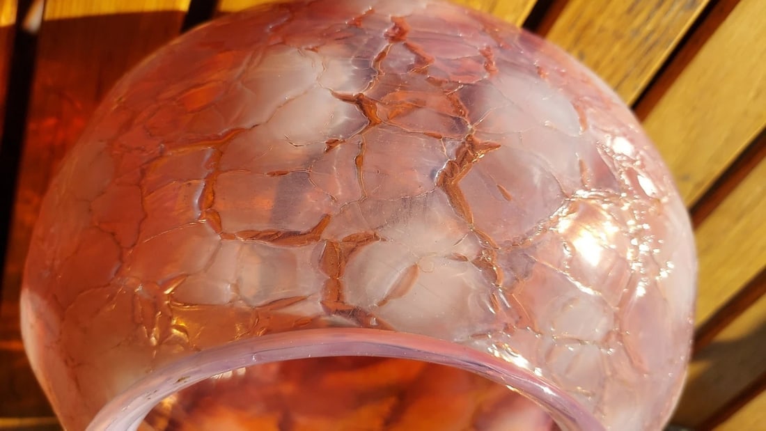 Antique Rare Crackle Thumbprint Shade Glass Rare 3 7/8" - 3