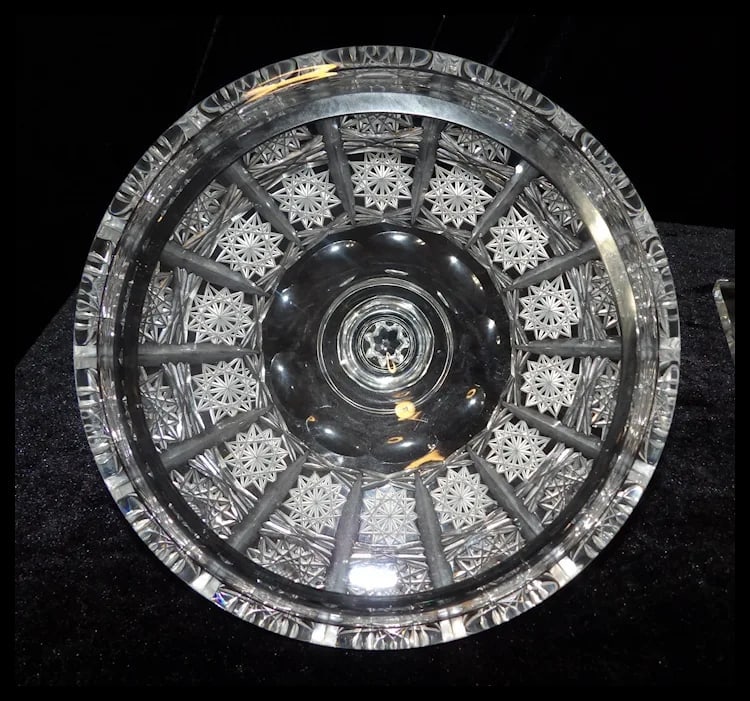 RARE Bohemian Queen Lace Hand Cut Crystal Lidded Candy Dish - 10