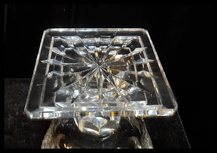 RARE Bohemian Queen Lace Hand Cut Crystal Lidded Candy Dish - 13