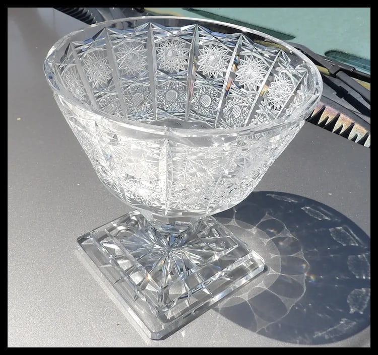 RARE Bohemian Queen Lace Hand Cut Crystal Lidded Candy Dish - 4