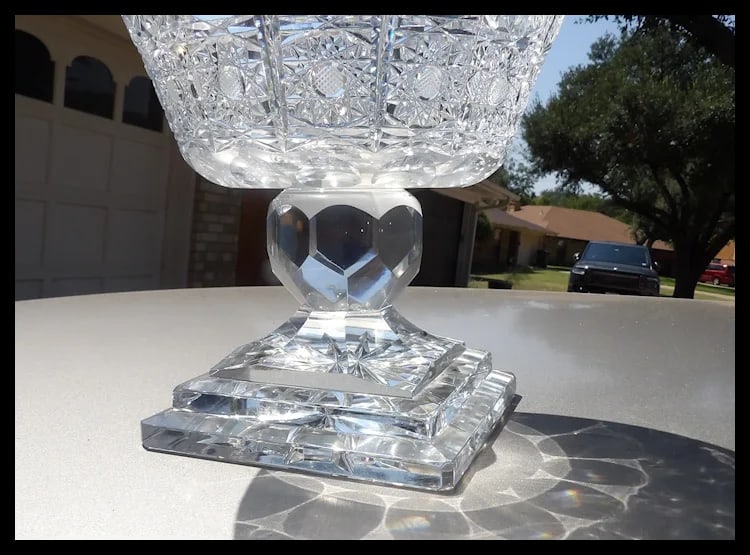 RARE Bohemian Queen Lace Hand Cut Crystal Lidded Candy Dish - 5
