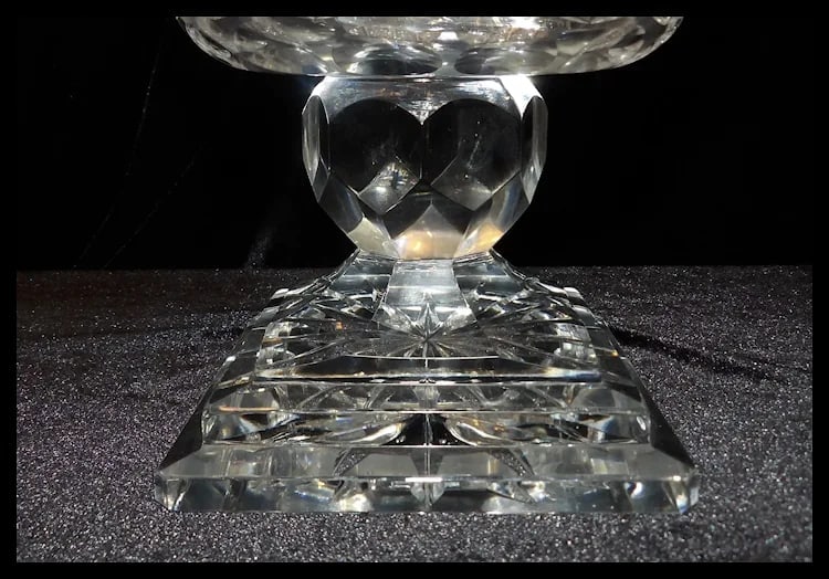 RARE Bohemian Queen Lace Hand Cut Crystal Lidded Candy Dish - 7