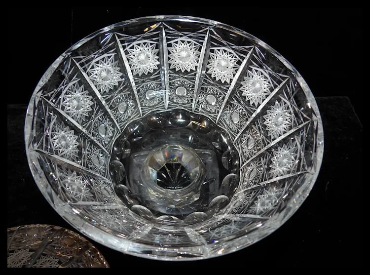 RARE Bohemian Queen Lace Hand Cut Crystal Lidded Candy Dish - 8