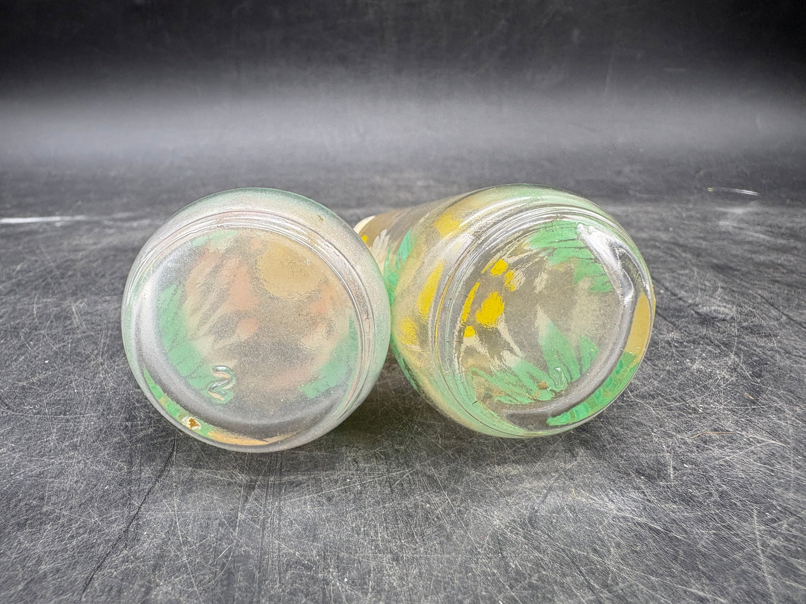 1940's Salt and Pepper Shakers Glass Clear Flowers Tulips - 7