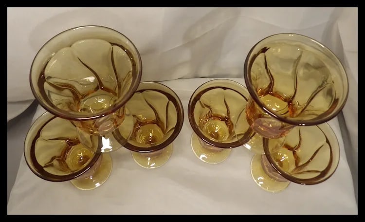 Set of Six Fostoria Jamestown Amber Ice Tea Glasses - 10