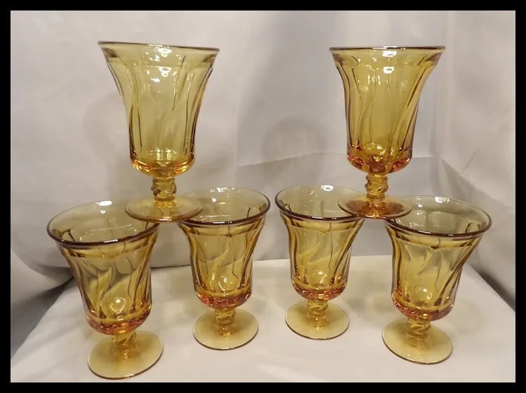 Set of Six Fostoria Jamestown Amber Ice Tea Glasses - 2