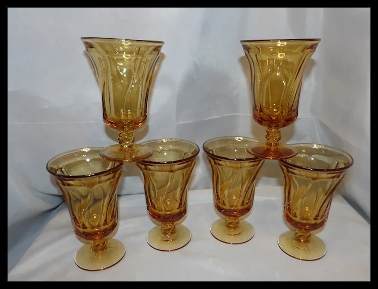 Set of Six Fostoria Jamestown Amber Ice Tea Glasses - 3
