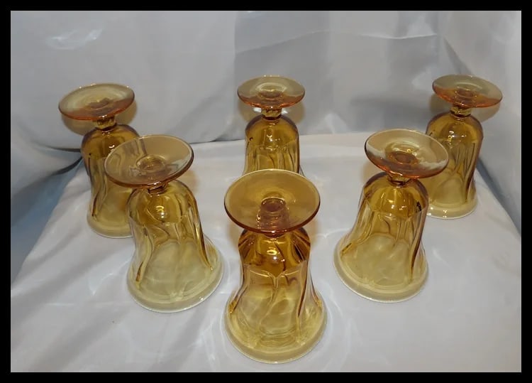 Set of Six Fostoria Jamestown Amber Ice Tea Glasses - 6