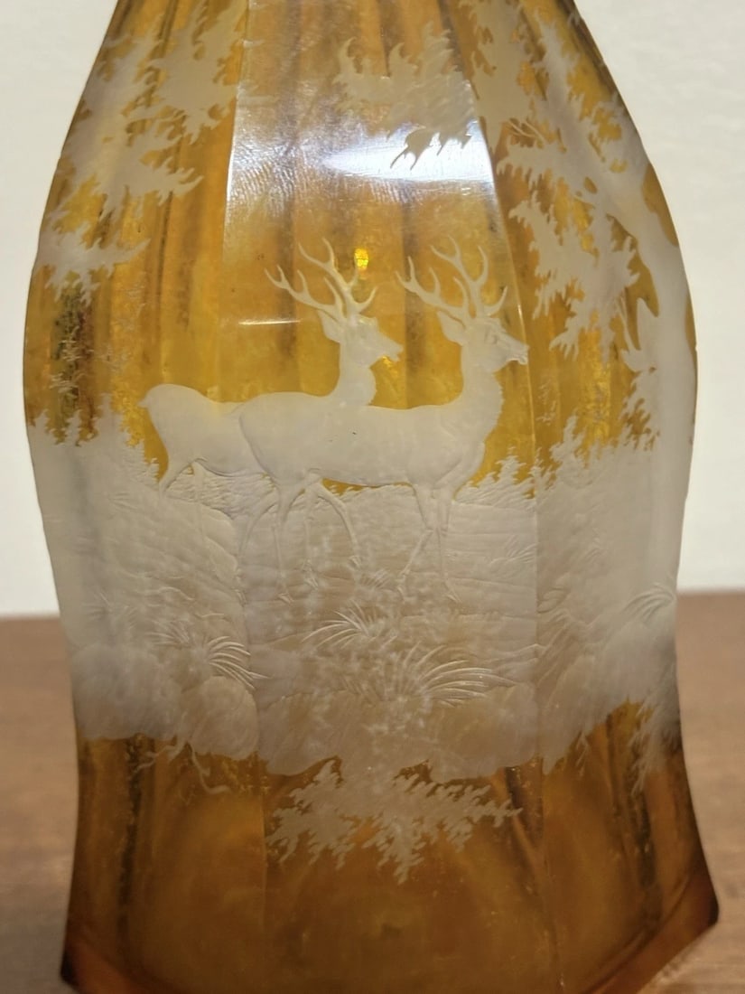 Moser Bohemian Intaglio Cut Glass Decanter - 2