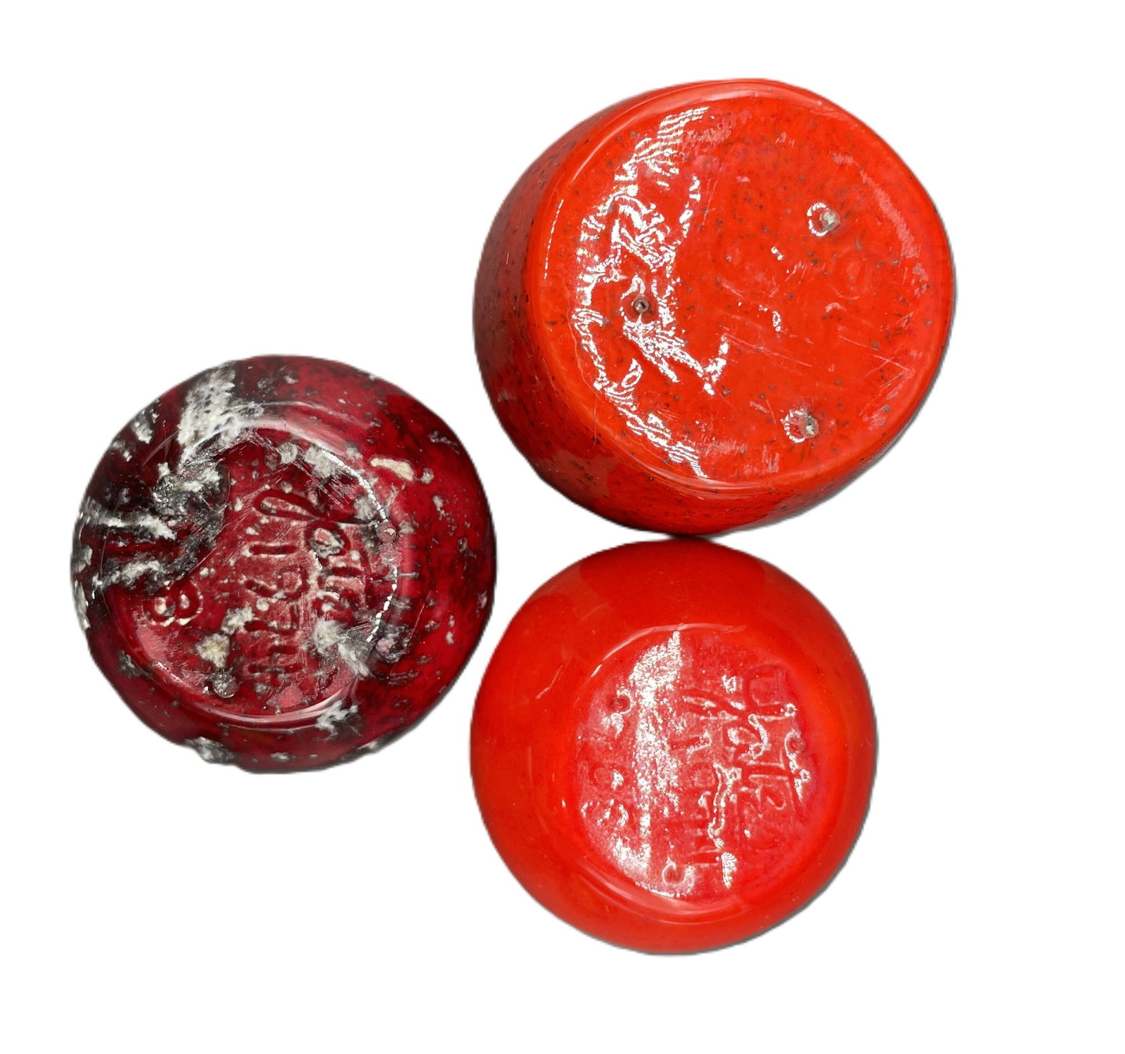 YATES Mid-Century Miniature Art Pottery 3pcs Red 1960-70's - 3