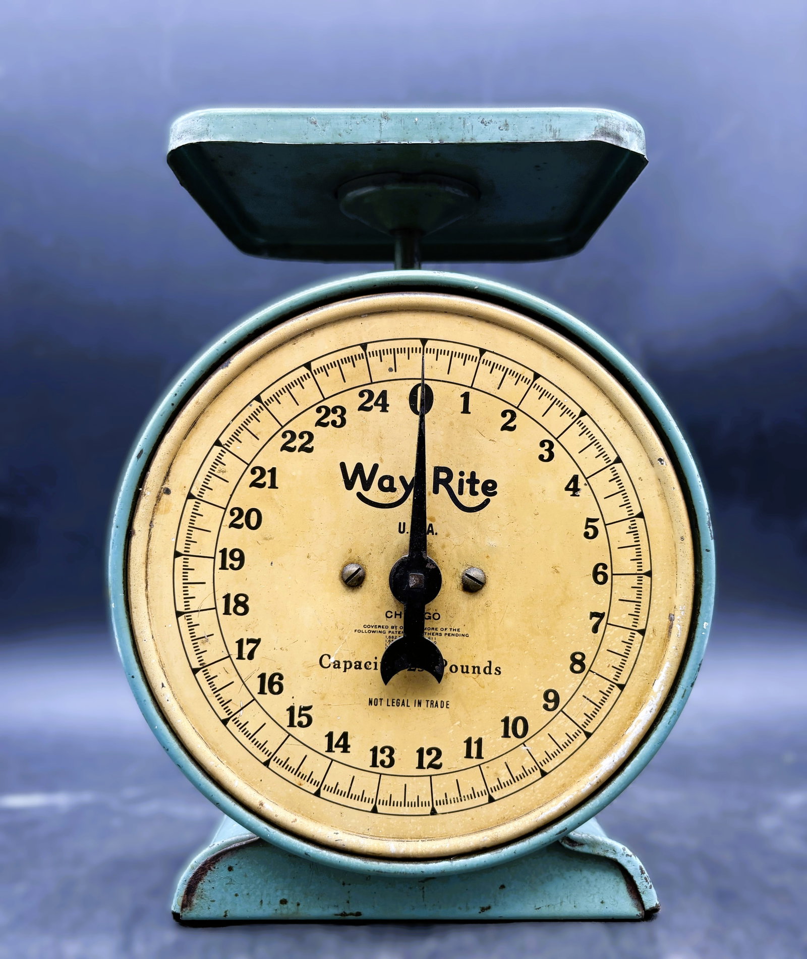 Way Rite 25 lb Farmhouse Kitchen Scale Mercantile Scale Mint Green / Blue - 4