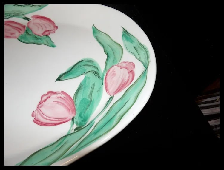 Very Large 19 7/8” Vietri Hand Made and Painted Serving Platter with Flowers made in Italy - 3