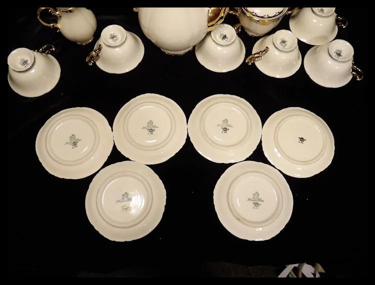 Antique Konigl Pr Tettau Bavarian Tea Set 22kt Gold Accents - 7