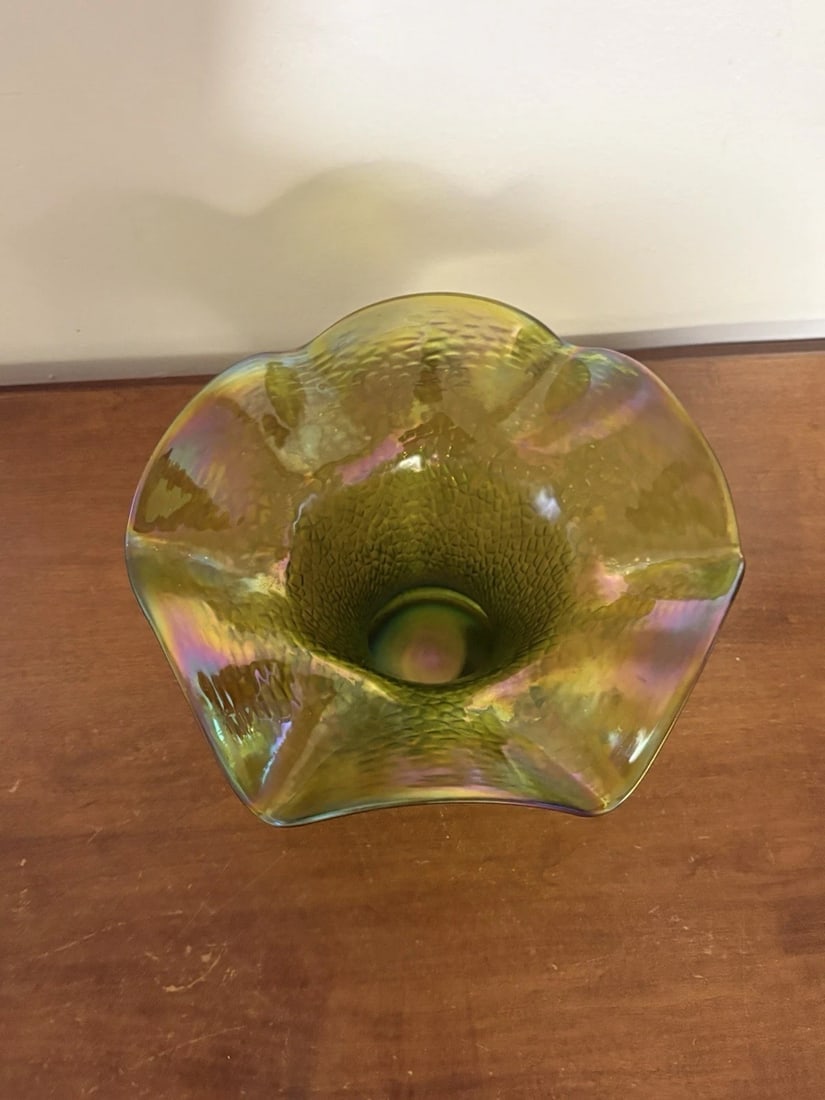 Bohemian Glass Green Vase - 2