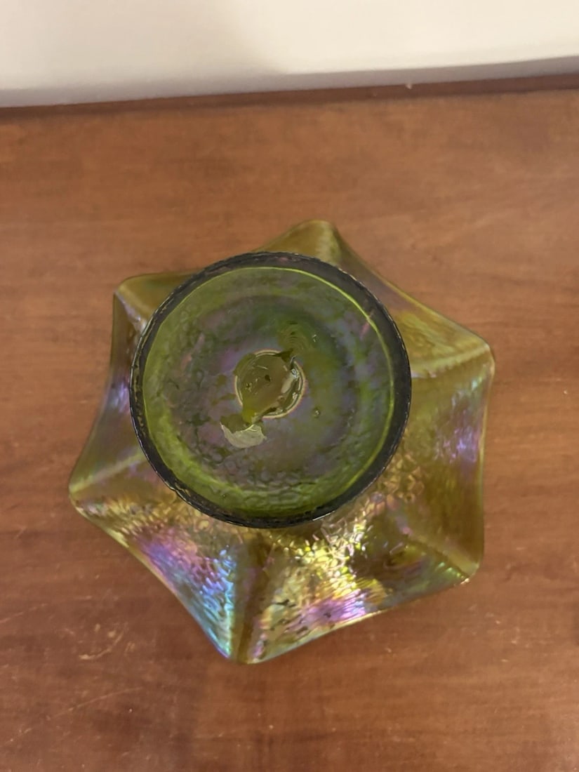 Bohemian Glass Green Vase - 3