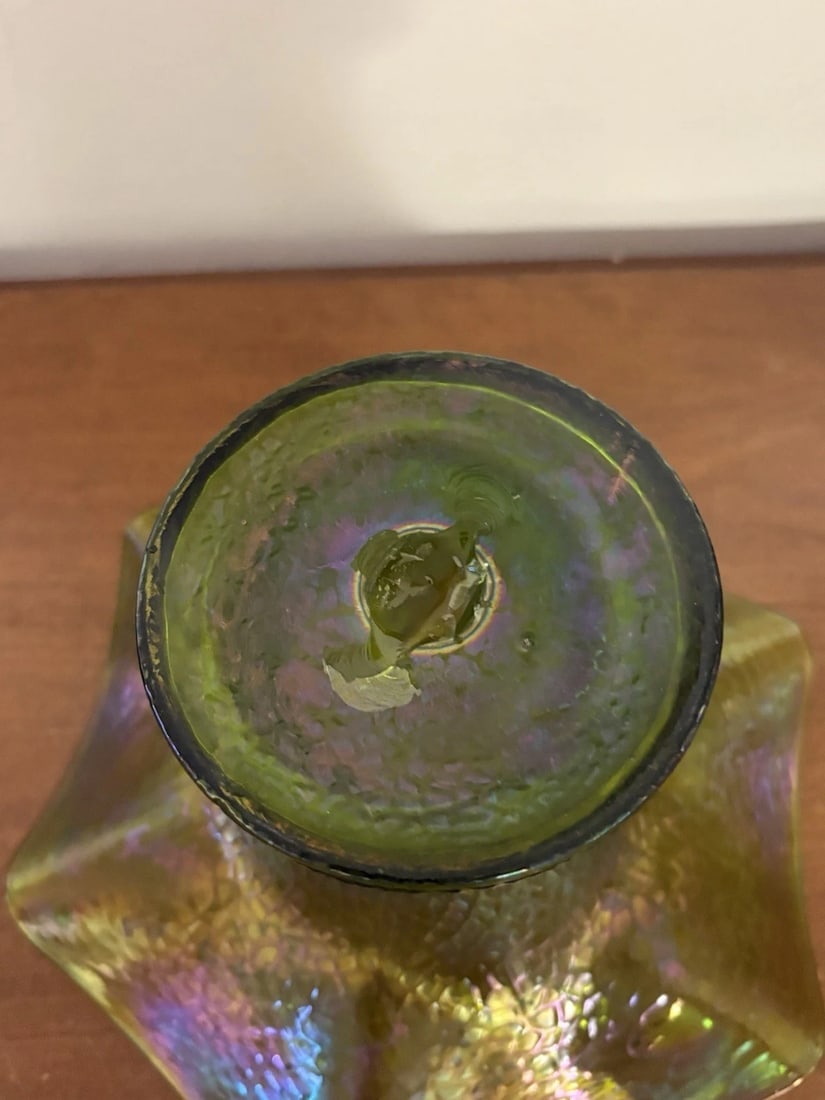 Bohemian Glass Green Vase - 4