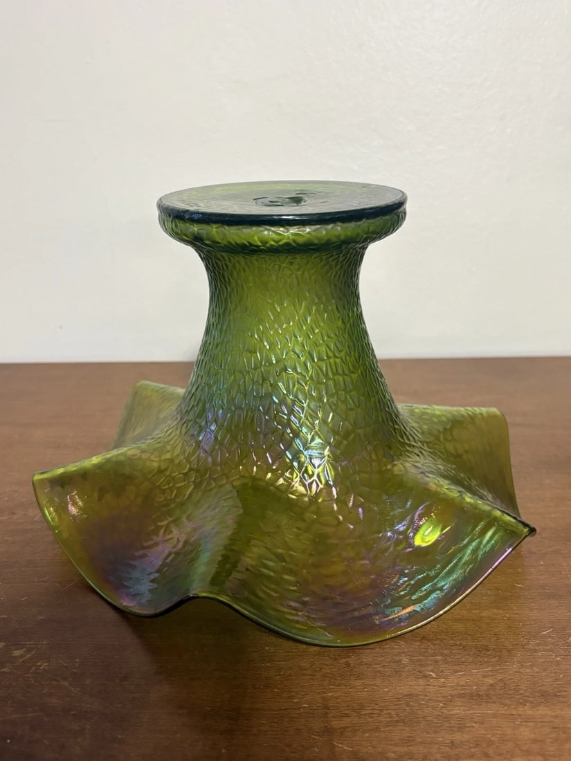 Bohemian Glass Green Vase - 5