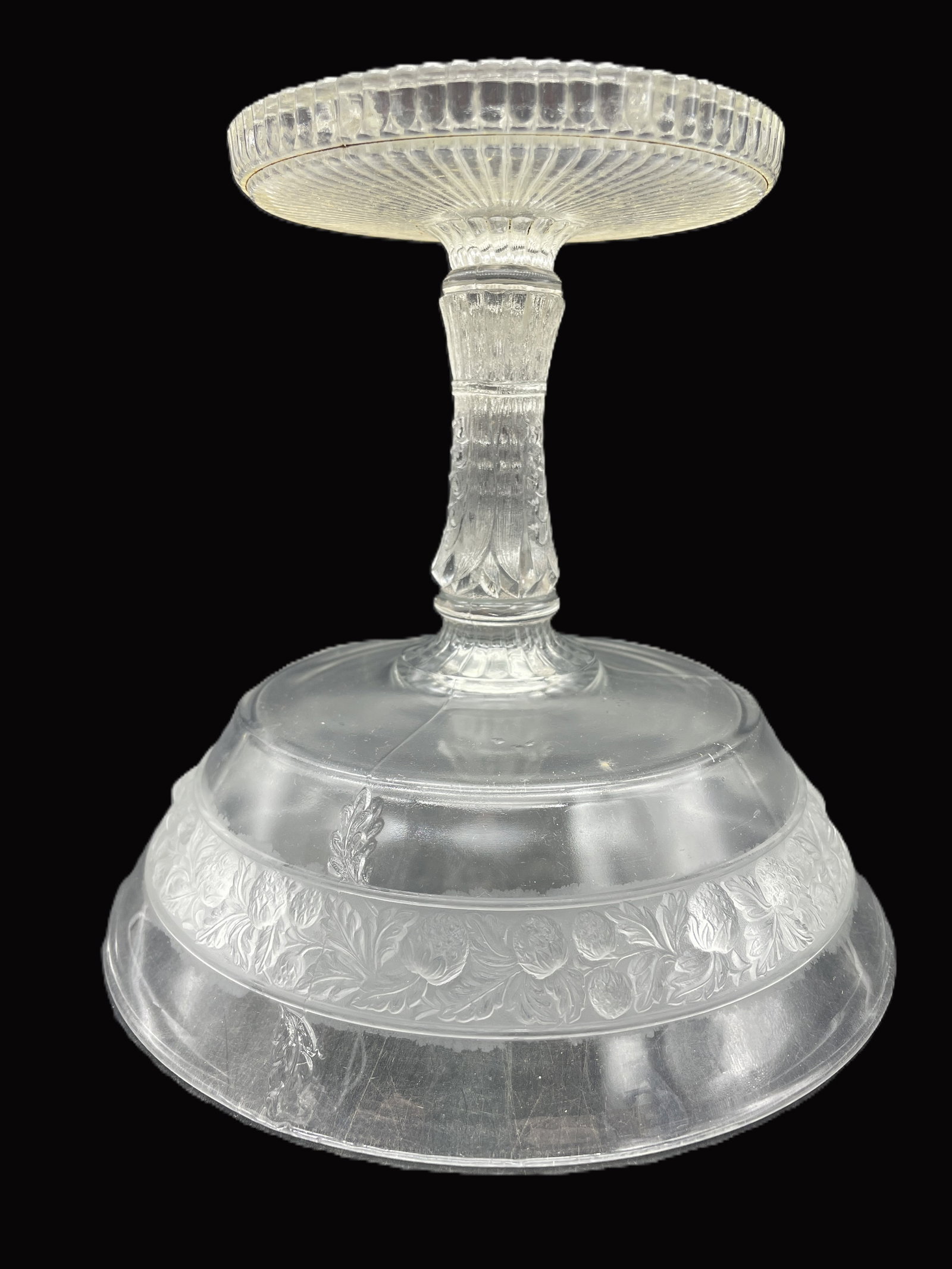 ANTIQUE GLASS COVERED COMPOTE LOVE BIRDS -C. 1870 - 7