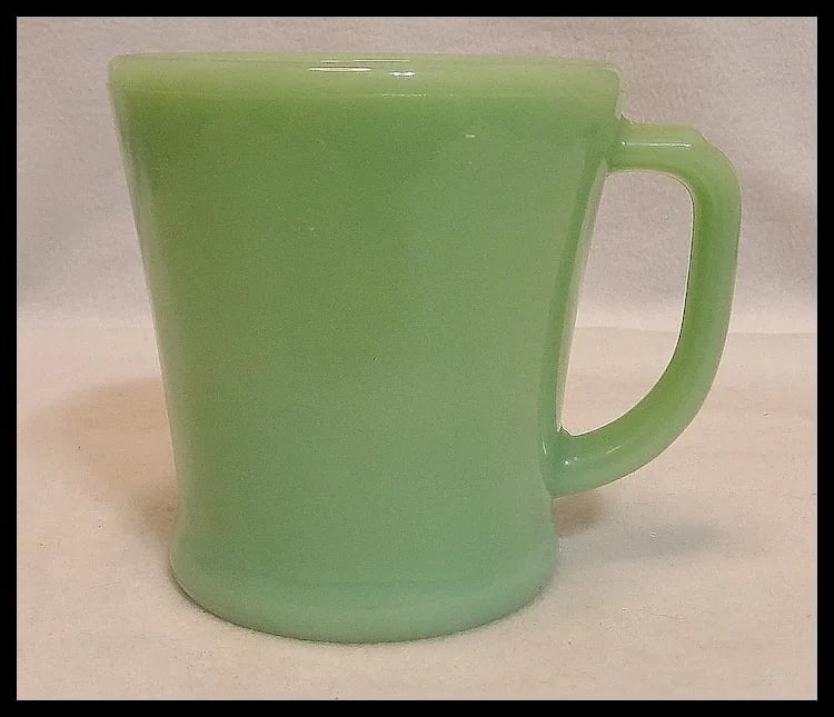 Rare Fire King Oven Glass D Handle Jadeite Coffee Mug - 2