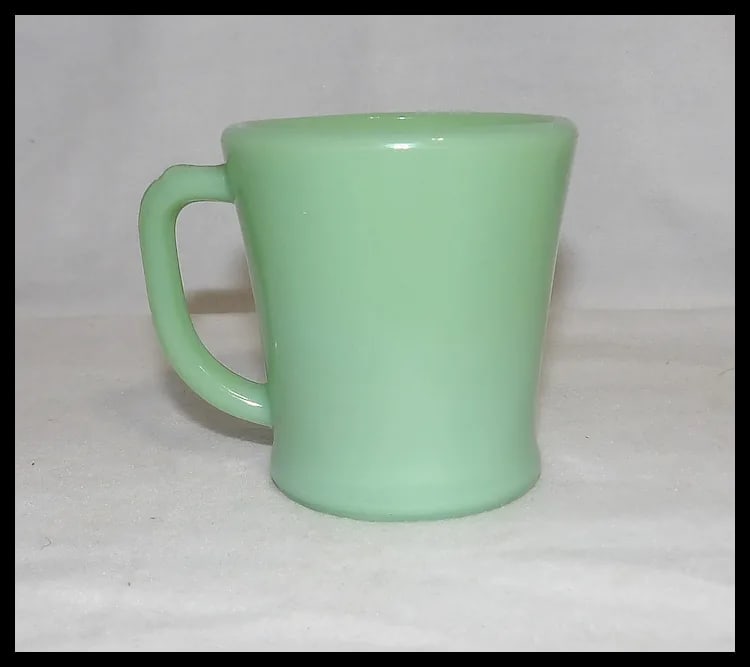 Rare Fire King Oven Glass D Handle Jadeite Coffee Mug - 4
