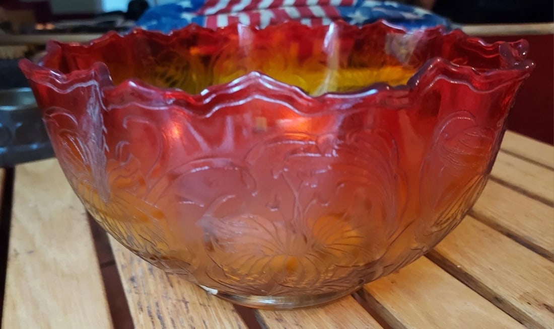 Antique Rare Amberina Color ? Shade Pressed Glass Rare 3 7/8" opening - 2