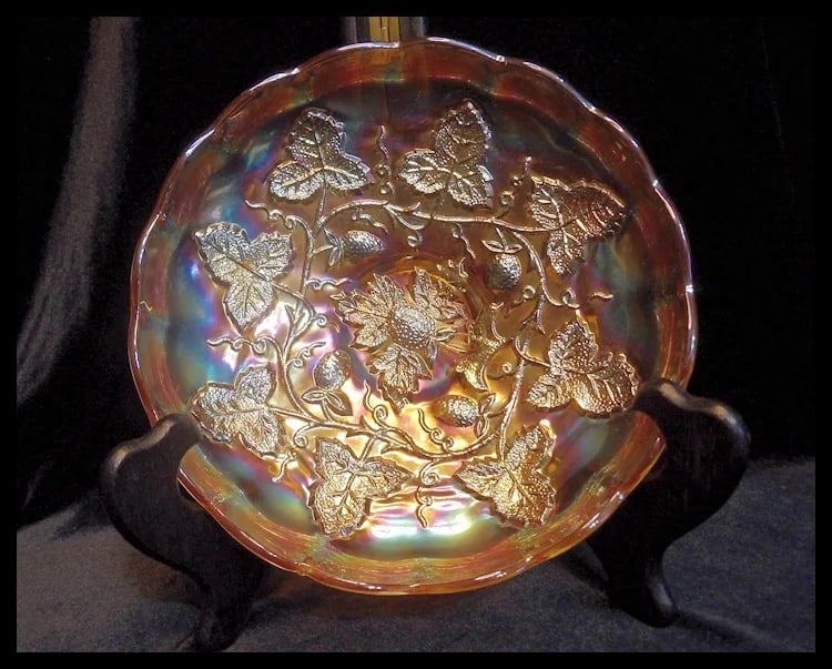 Rare Millersburg 8 ¼” Footed Strawberry Wreath Marigold Bowl - 5