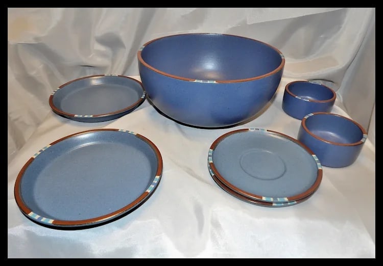 Dansk Mesa Blue 10” Mixing Bowl, Ramekins, Salad Plates, Saucers - 7