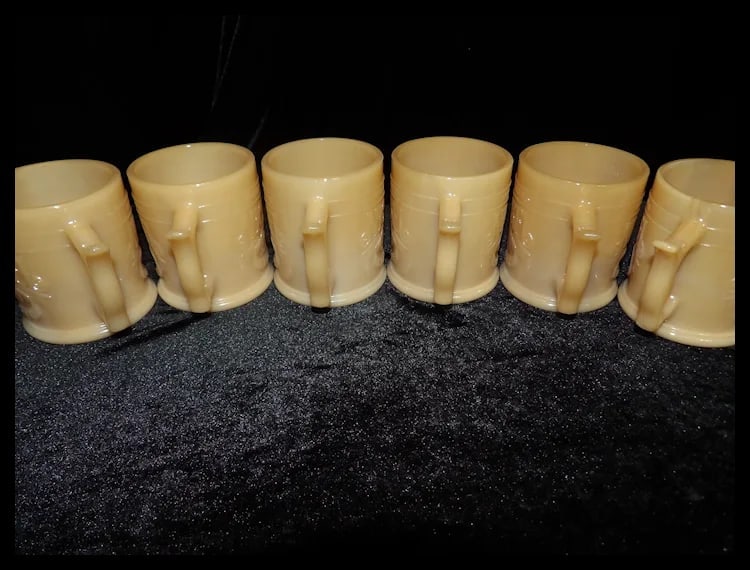Vintage Slag Glass Whataburger Buffalo Indian Head Nickle Refill Cups - 6