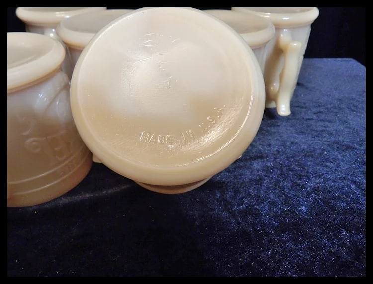 Vintage Slag Glass Whataburger Buffalo Indian Head Nickle Refill Cups - 7