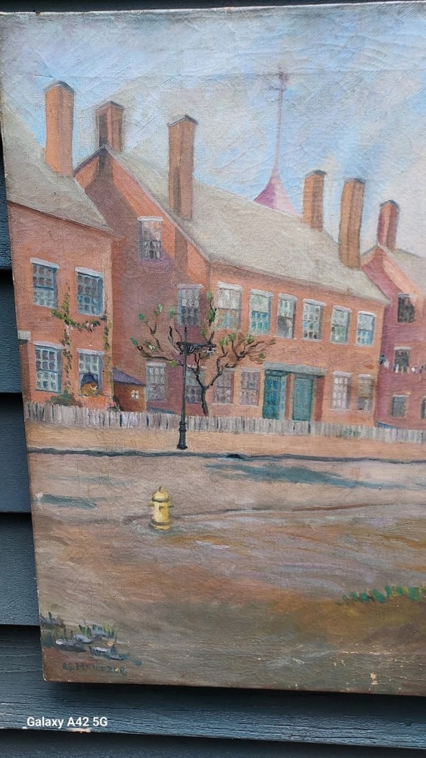 oil painting 19th Century Student Walking Across Campus R. Mentzer - 3