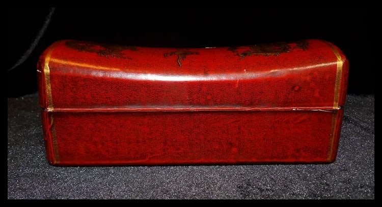 Vintage Hand Painted Chinese Wood Trinket Pillow Box - 6