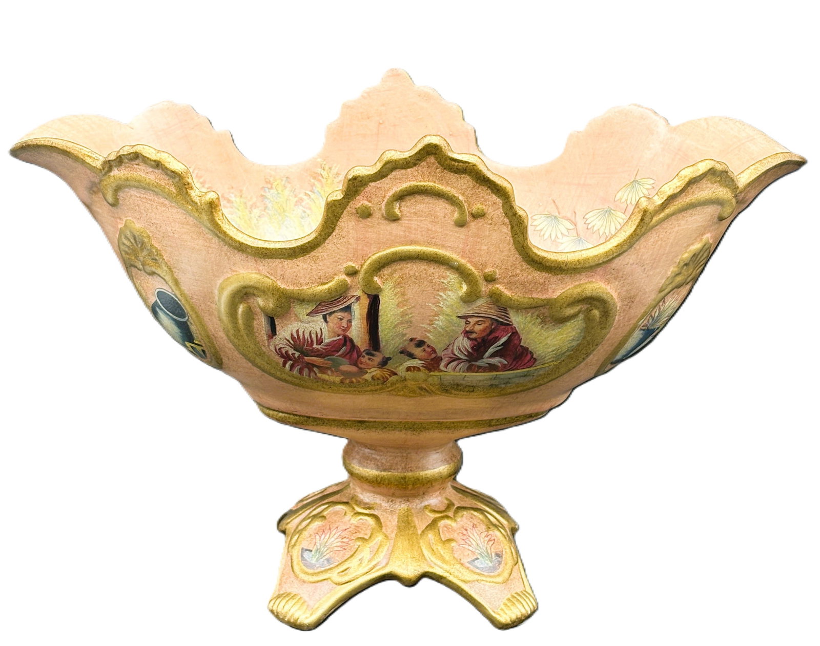 Large Ornate Centerpiece Console Bowl Footed - 2