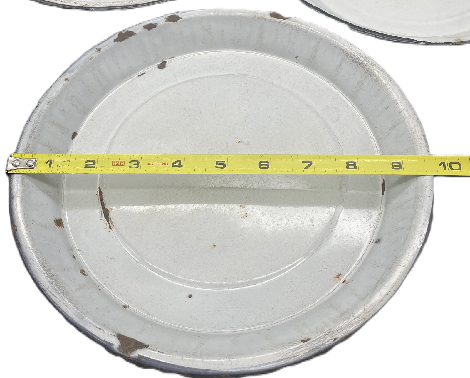 3 Antique Cobalt Blue & White Swirl Enamelware Pie Plate Graniteware Agate - 5