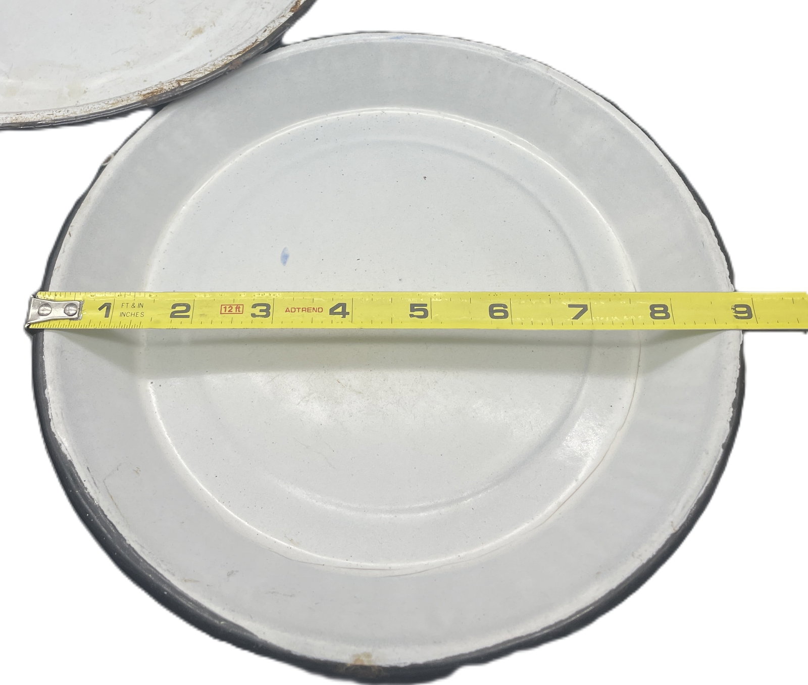 3 Antique Cobalt Blue & White Swirl Enamelware Pie Plate Graniteware Agate - 6