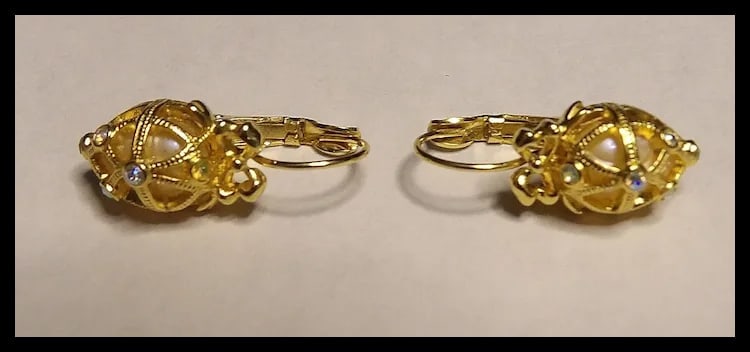 Joan Rivers Gold Tone Secret of the Scroll Egg Dangle Post Faux Pearl Earrings - 3