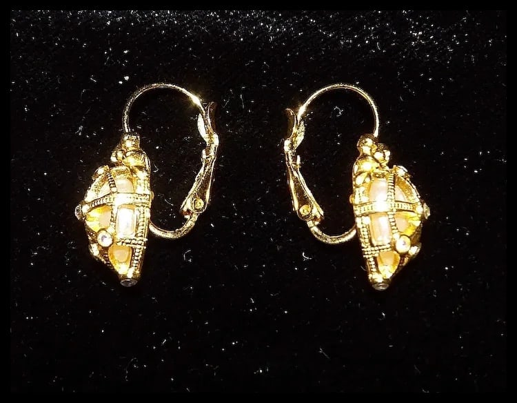 Joan Rivers Gold Tone Secret of the Scroll Egg Dangle Post Faux Pearl Earrings - 7