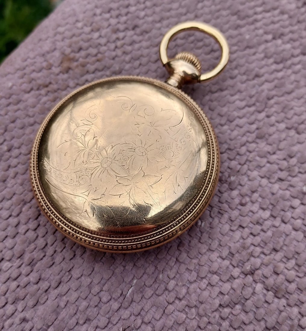 Pocket Watch Waltham Case Gold Filled 20 year 18s Engraved Beaded Edge 15J - 2