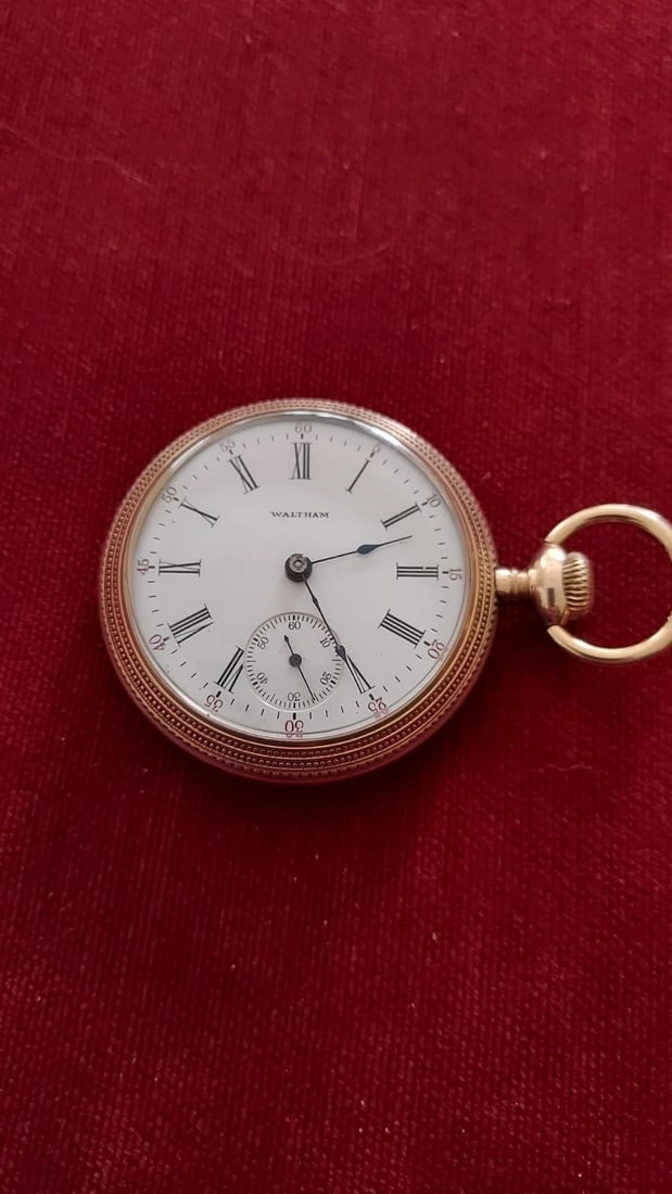 Pocket Watch Waltham Case Gold Filled 20 year 18s Engraved Beaded Edge 15J - 5