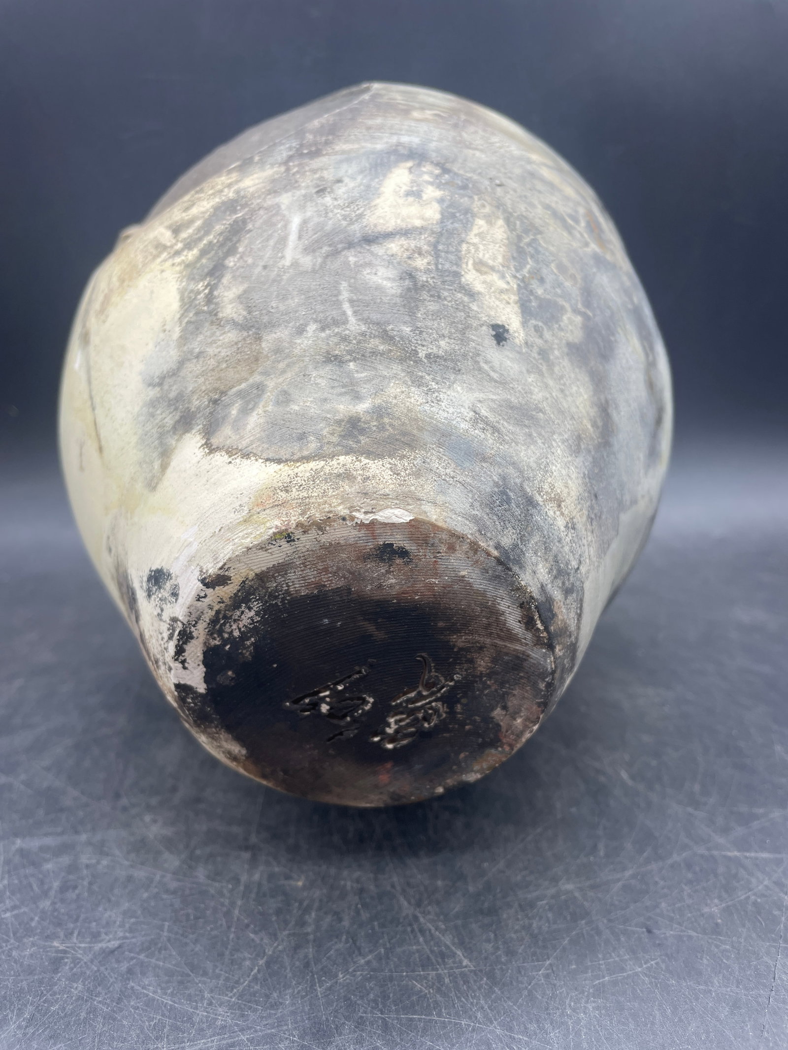 Abstract Raku Vase Signed & Dated - 7