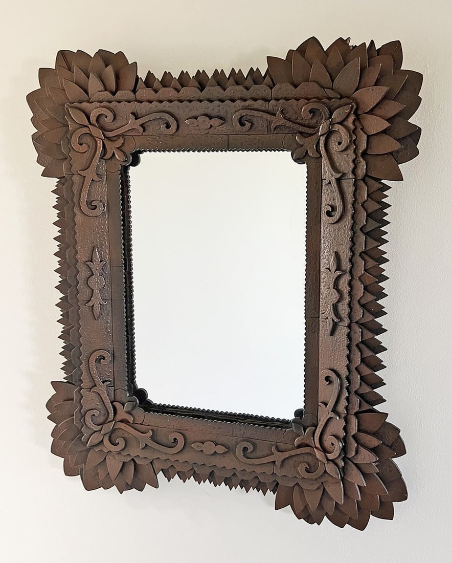 Painted Tramp Art Frame by John Zubersky Sunflowers - 2